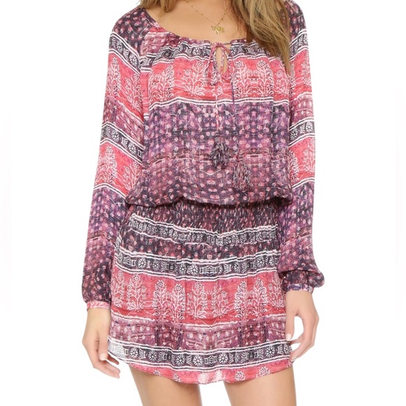 Rory Beca Dresses & Skirts - Rory Beca Boho Pattern Silk Blend Long Sleeve Dress Women’s Medium